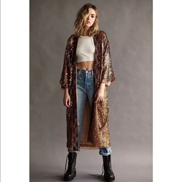 Free People Jackets & Blazers - Free People Light Coming sequin duster jacket